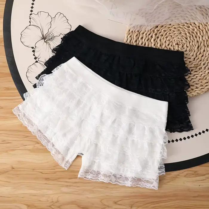 Taille moyenne Sexy respirant femmes culottes doux confortable mince sous-vêtements Boxer pantalon dentelle Anti-exposition Leggings pantalons de sécurité