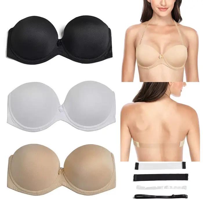 Vgplay soutien-gorge blanc sans bretelles Push Up Lingerie antidérapante bande transparente sangle soutien-gorge femme grande taille pour gros seins 32-44 C D E F