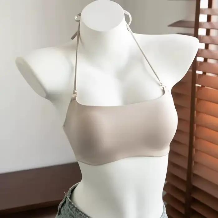 Soutien-gorge Halter sans couture et sans dos pour femme, sans armatures, push-up, anti-affaissement, doux et confortable, pour usage quotidien, maison ou bureau, tailles S M L XL