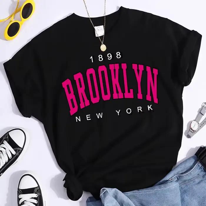 2024 Nové Letné Dámske Tričko 1898 Brooklyn New York Potlač Krátky Rukáv Tričká Teplé Neformálne Streetwear Hip