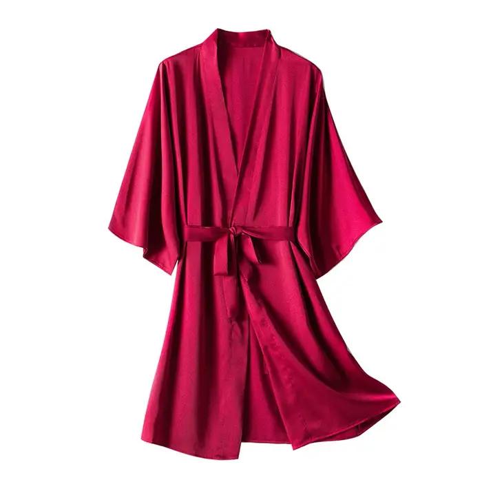 Kimono župan Šaty pre ženy Súprava šiat Saténové voľné nočné oblečenie Nočná košeľa pre nevestu Svadobný dar Sexy