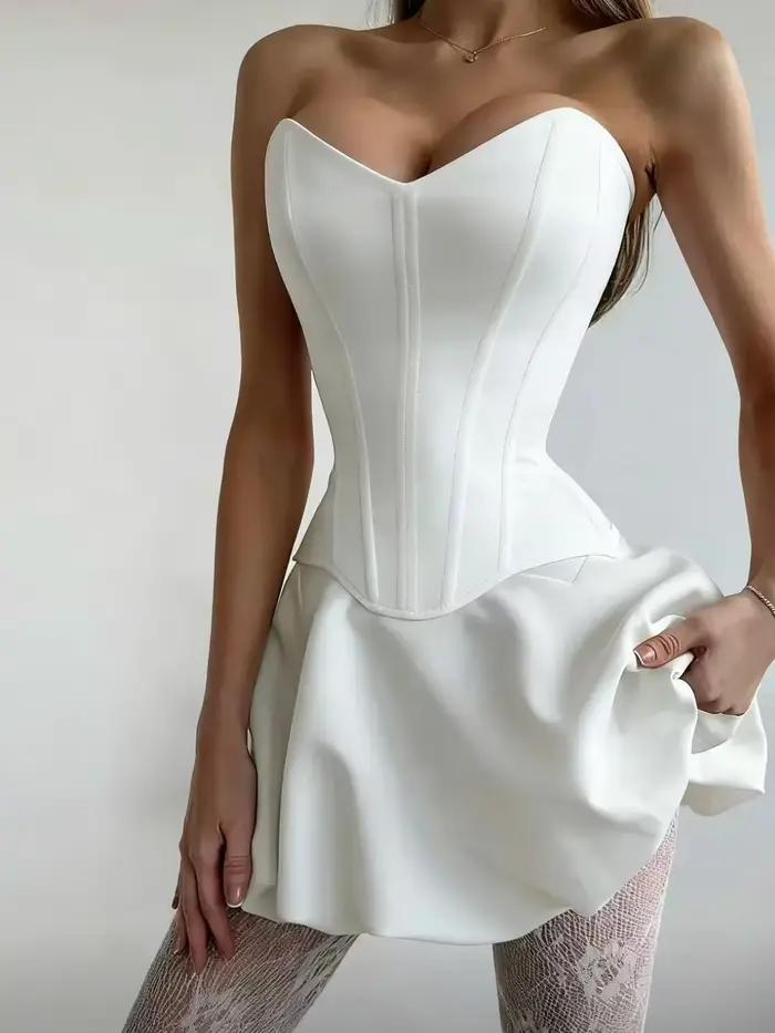 Corset bustier rose sans bretelles pour femme, décolleté cœur, amincissant, pour soirée et club, style mode européen et américain