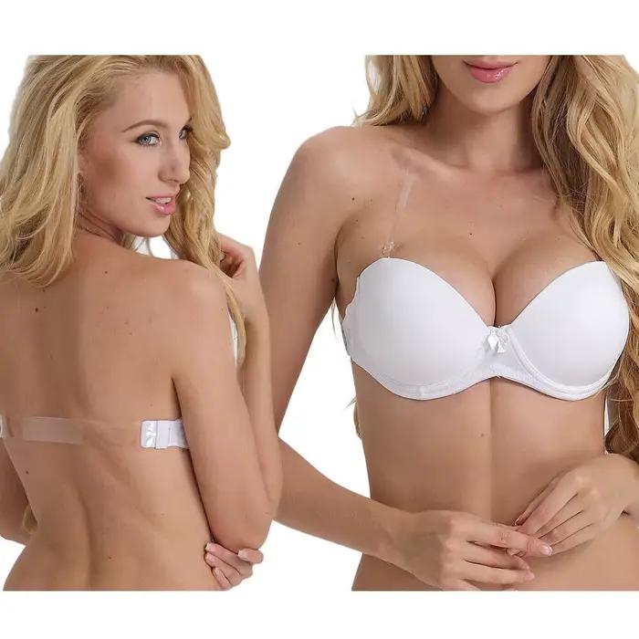 Vgplay soutien-gorge blanc sans bretelles Push Up Lingerie antidérapante bande transparente sangle soutien-gorge femme grande taille pour gros seins 32-44 C D E F