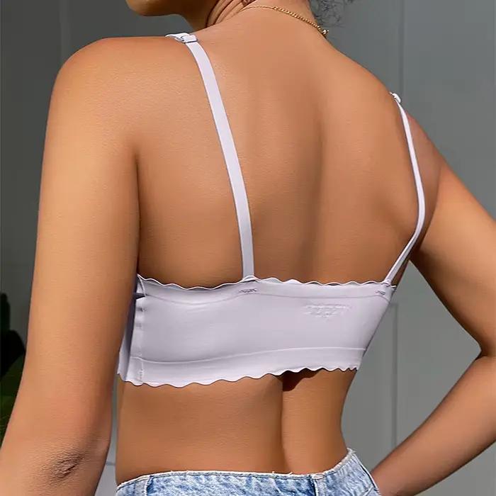 Offre spéciale 9 couleurs soutien-gorge confortable sans fil rembourré bord ondulé corée découpe Laser Invisible vêtements de Yoga dames soutien-gorge sans couture femmes soutien-gorge