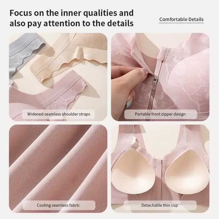 Soutien-gorge post-mastectomie à fermeture éclair frontale sans armatures, confortable pour la récupération après chirurgie du cancer du sein, usage quotidien, nouveau style