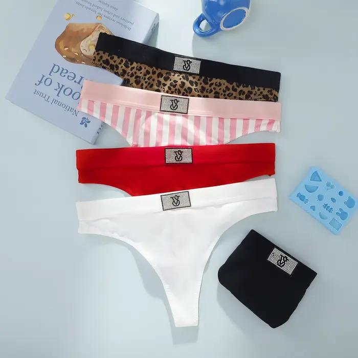 Lingerie sexy VS pour femmes, culottes sans couture en dentelle, tongs confortables et respirantes, sous-vêtements taille haute Victoria's Secret