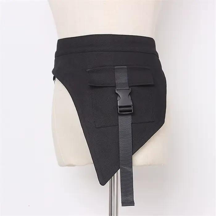 Corset multifonctionnel gothique punk hip hop avec chaîne en métal, style techwear pour femmes, mode streetwear, ceinture en denim