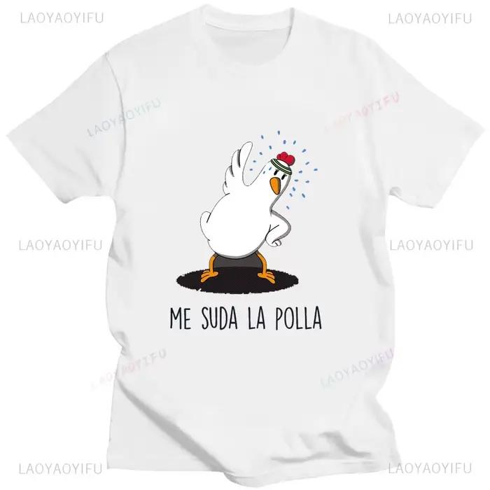 ME SUDA LA POLLA roztomilý kreslený kuriatko potlač tričko pre mužov ženy voľný čas bavlna unisex športové