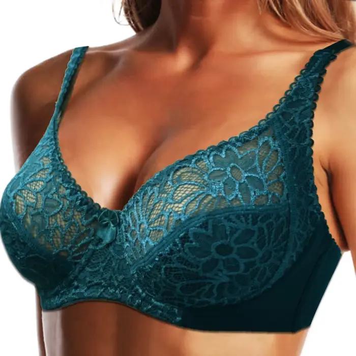 Soutien-gorge grande taille pour femmes, soutien-gorge en dentelle, Transparent, grand brassière, sous-vêtements, Lingerie Sexy, bonnet C D DD E F