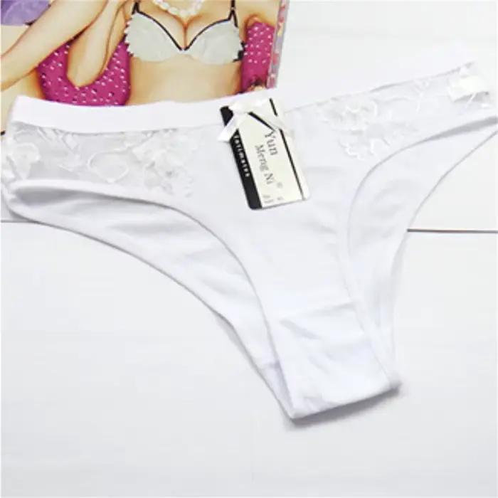3 pièces dentelle coton culottes pour femmes courbées sans couture sous-vêtements brésiliens Sexy taille moyenne Bikini slips femme respirant Lingerie