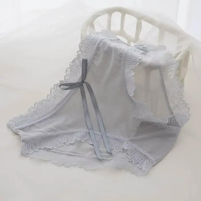 Culotte Sexy en dentelle et coton pour femmes, sous-vêtement confortable Invisible, taille moyenne, sans couture, Lingerie féminine
