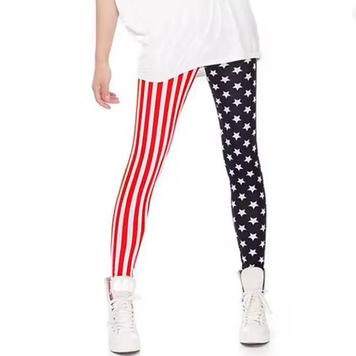 Nové elastické jegging s pruhmi a hviezdičkami Legíny módne capri dámske