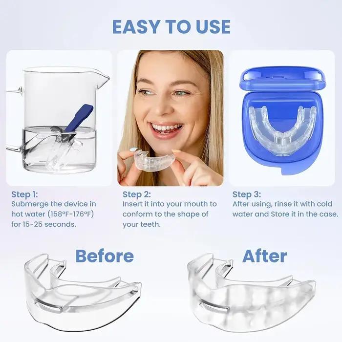 Protège-dents anti-grincement pour le sommeil, dispositif anti-ronflement et protection contre le bruxisme, gouttière dentaire confortable pour usage nocturne, soin buccal