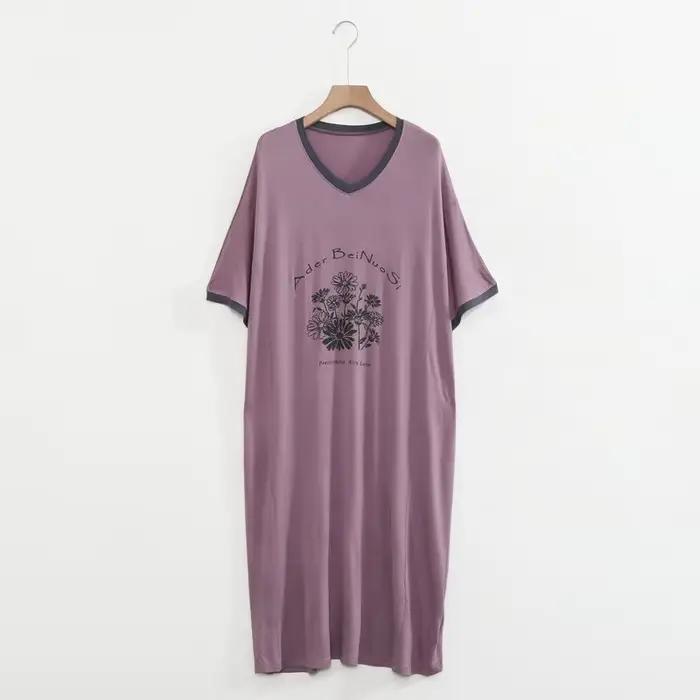 Vêtements de nuit femme dessin animé imprimé chemise de nuit longue femme ample Modal confort vêtements de nuit robe robe de nuit maison chemise de nuit
