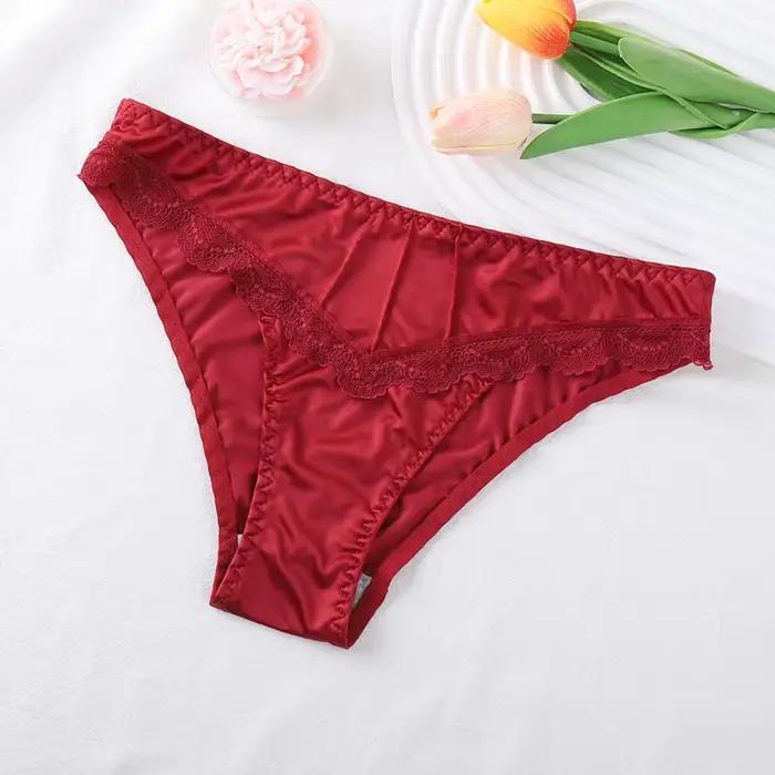 Sous-vêtements élégants en dentelle florale pour femmes, culotte taille basse pour nuit de mariage, sous-vêtements soyeux, nouvelle collection 2025