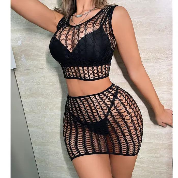 Mikro mini priehľadná sexy diskotéková sukňa pre ženy na boky