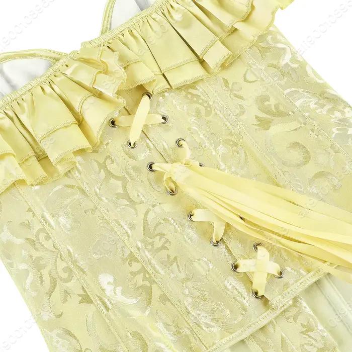 Corset bustier pour femme, design épaules dénudées, corset vintage à lacets, bustiers jacquard