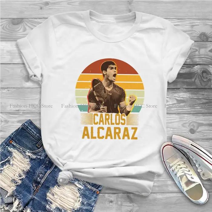 Carlos Alcaraz retro Vintage okrúhly výstrih Polyester tričko Tenis základné