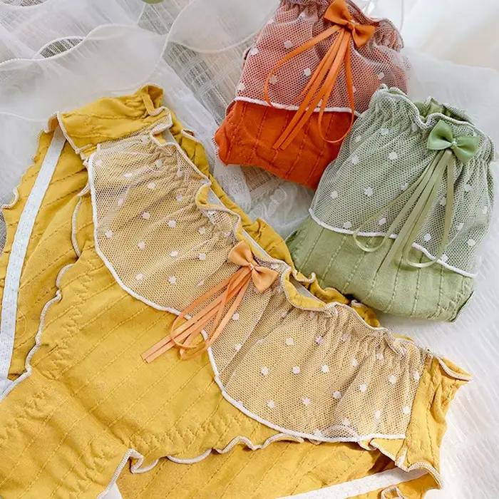 Culotte en coton à volants en dentelle pour femmes, grande taille, sous-vêtements féminins, slips en coton, doux, nœud mignon, TANSexy, 6XL, 7XL