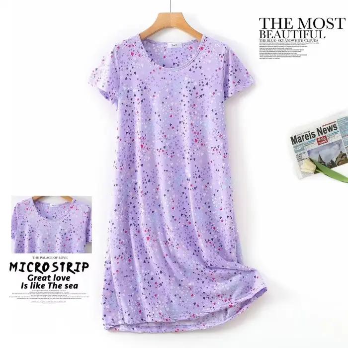 Robe de nuit décontractée d'été pour femme, motif dessin animé, en coton, haut de gamme, à manches courtes, ample, pour la maison, grande taille