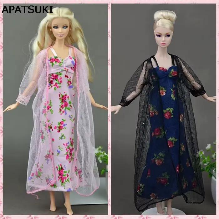 Ensemble pyjama en dentelle pour poupées Barbie, vêtements de nuit, lingerie, robes longues, accessoires beurre, jouets pour enfants, 2 pièces