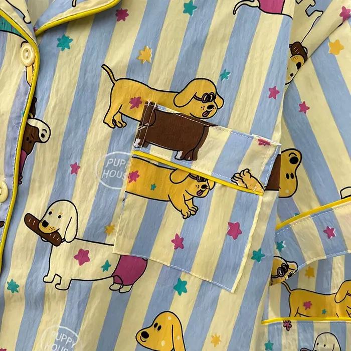 Nouveauté Été 2026 – Pyjama Femme Adorable Motif Teckel Rayé – Hauts et Shorts à Manches Courtes – Tenue de Nuit Tendance et Confortable pour la Maison