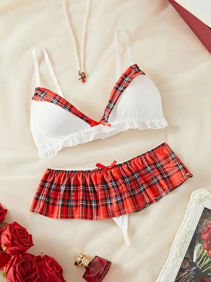 Ensemble de lingerie cosplay d'écolière marin, tenue de jeu de rôle uniforme marine avec volants, dentelle et nœuds