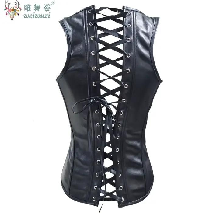 Corset sous-poitrine en cuir Steampunk pour femme, sexy, cincher de taille gothique à lacets, avec boucle en acier, lingerie sculptante amincissante