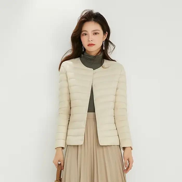 Manteau féminin léger en nylon pour femmes avec duvet de canard blanc, style décontracté, saison automne-hiver, confort maximal et durabilité