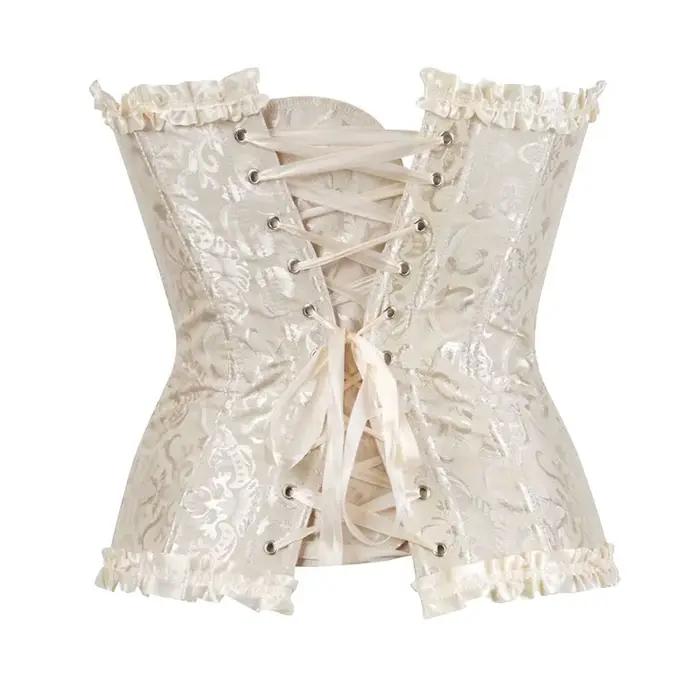 Femmes Sexy Bustiers et Corsets Floral couverture en dentelle pour les femmes Vintage Corset gothique surbuste Satin Jacquard Corsets