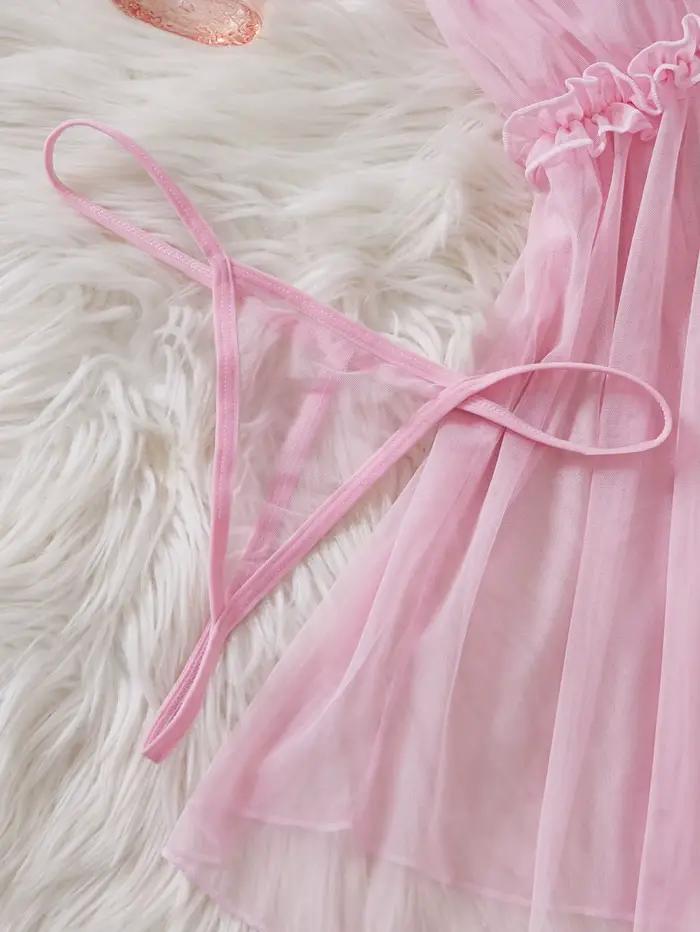 Chemise de nuit en dentelle rose pour femmes, robe de nuit douce de style féerique, vêtements de maison respirants, pyjama