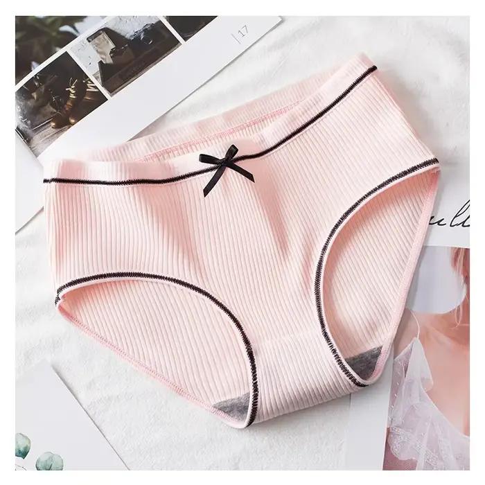 Culotte en coton pour femme Sexy mode slips couleur unie culotte fille nœud sous-vêtements Lingerie livraison directe 3 pièces/ensemble