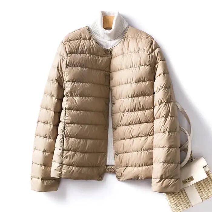 Manteau féminin léger en nylon pour femmes avec duvet de canard blanc, style décontracté, saison automne-hiver, confort maximal et durabilité