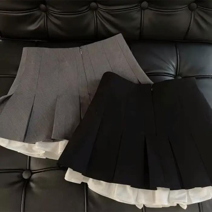 Mooyufon čierna mini sukňa s volánmi