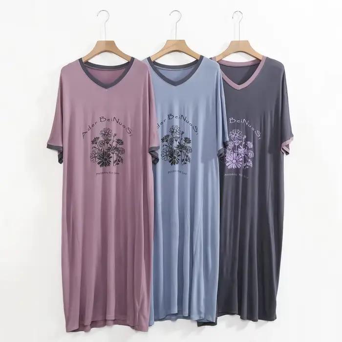 Vêtements de nuit femme dessin animé imprimé chemise de nuit longue femme ample Modal confort vêtements de nuit robe robe de nuit maison chemise de nuit
