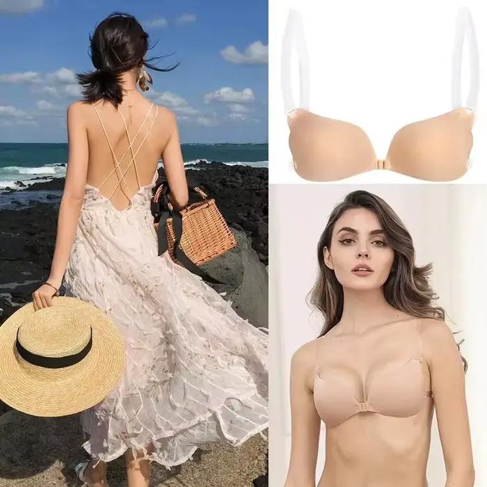 Cache-mamelon Invisible soutien-gorge Lingerie femmes Push Up Silicone mariage collant réutilisable bretelles transparentes dos nu Bikini