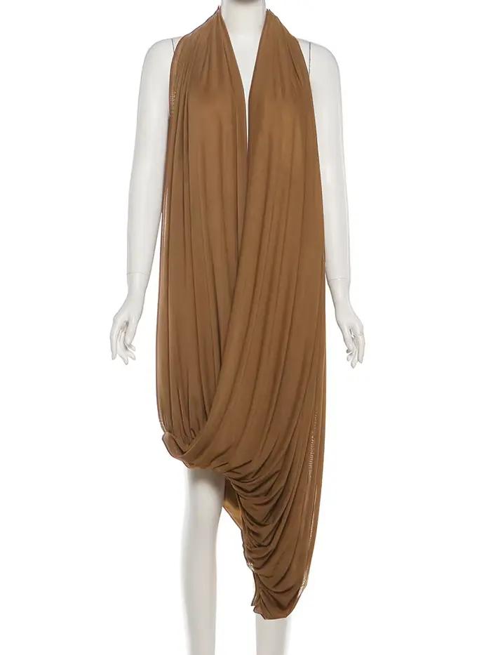 Robe sans manches décolletée en polyester et élasthanne pour femmes, soirée, plage, mariage, anniversaire, gala