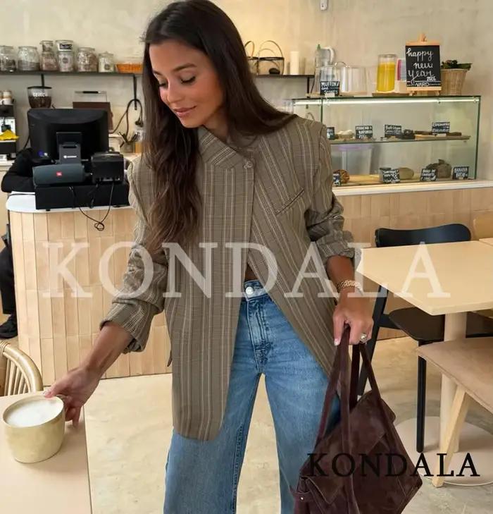 KONDALA Dámske vintage kárované sako Chic Trendy jar 2026 Elegantné