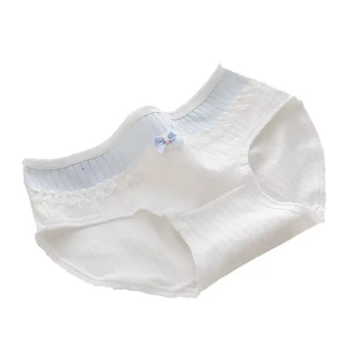 Culottes en coton pur pour femmes, en dentelle, confortables, sans couture, sous-vêtements mignons pour filles, culotte ours de dessin animé, taille moyenne, 3 pièces/ensemble