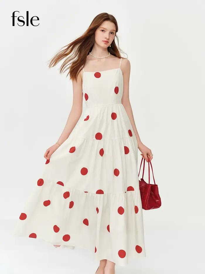 Camisole en coton naturel avec motifs pois rouges de Fansilanen pour femmes, style décontracté et élégant, idéale pour les sorties estivales et les occasions spéciales