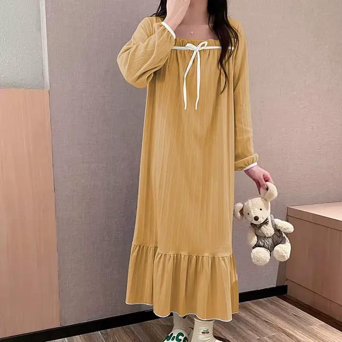Pyjamas pour femmes chemises de nuit nouvelles chemises de nuit printemps et automne pyjamas d'été Homewear mignon doux étudiants longues chemises de nuit Homewear