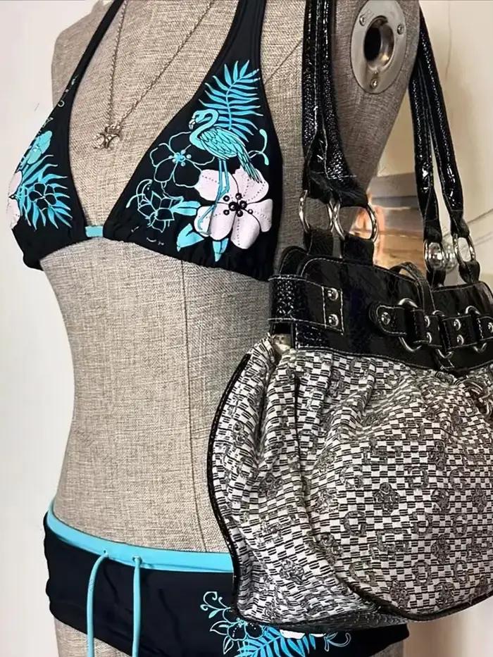 Vintage kvetinový potlač Cutie bikini set 2000s plavky Sexy ženy plavková móda lodičkové