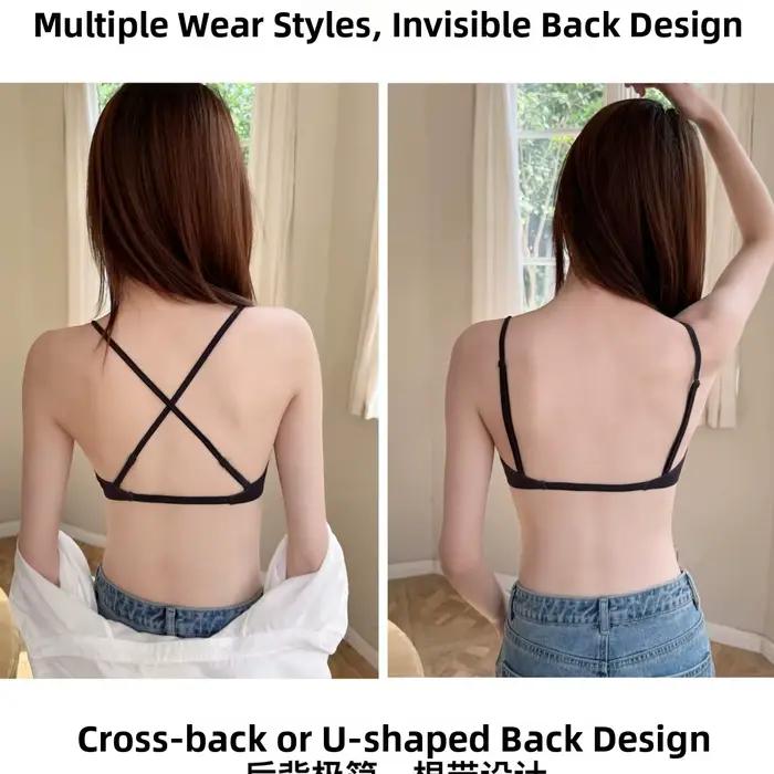 Soutien-gorge invisible sans dos en U, sans couture, effet push-up pour petite poitrine, couleur assortie, fines bretelles, soutien-gorge d'été