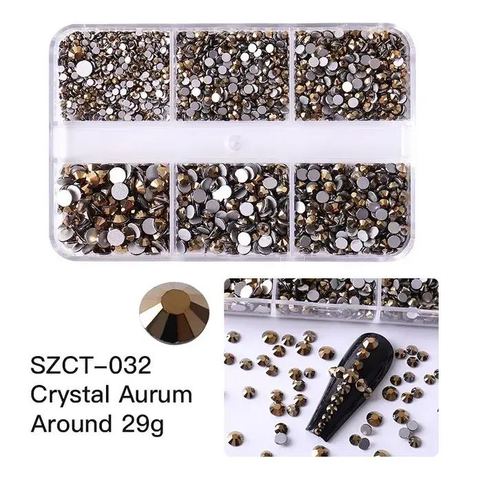 6 mriežok SS6-20 zmiešaná veľkosť ružová bronzová strieborná plochý chrbát kamienky drahokamy diamanty trblietavé 3D Nail Art dekorácie
