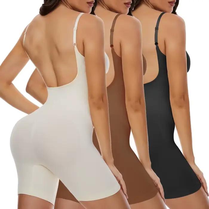 Nouveau Body Sculptant Femme à Dos Nu en Maille, Effet Remonte-Fesses, Lissant, Amincissant, Corset Ventre Plat
