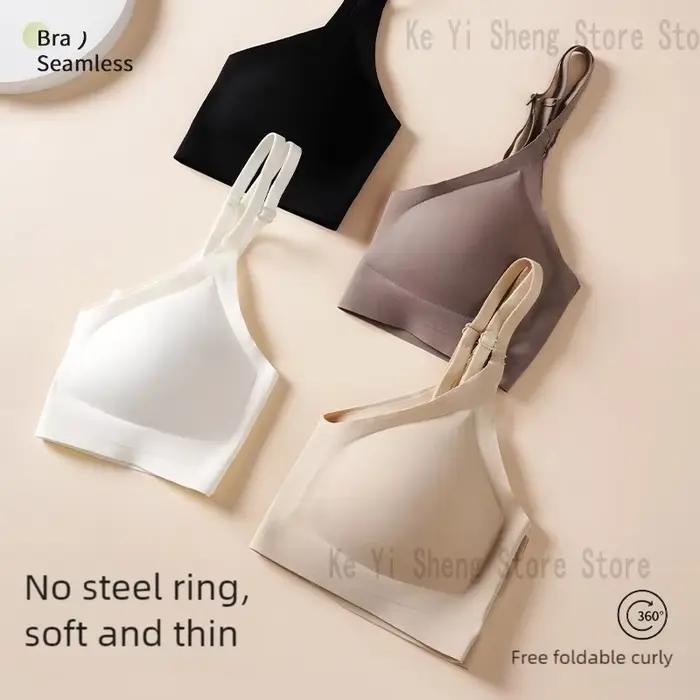 Soutien-gorge pour femmes, sous-vêtements sans couture, gros seins, petits seins, rassemblement, bonnet fin semi-fixé, beau soutien-gorge au dos, sexy