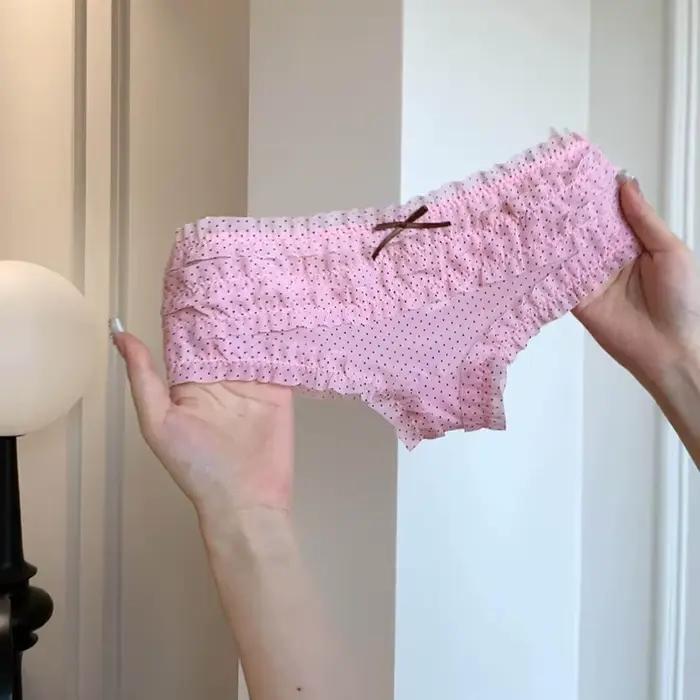 Culottes douces pour femme, motif gâteau superposé, dentelle, pois, fleurs, maille respirante, confortables, taille basse