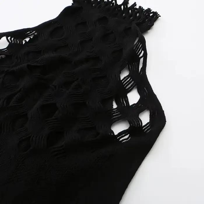 1 pièce Body de plage sexy pour femme, résille transparente, ajouré, à col licou, sans sous-vêtements, style maillot de bain
