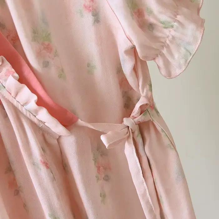 Dámska nočná košeľa v štýle kimono z bambusovej tkaniny na jar a leto