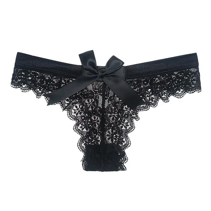 Dos cravate nœud femmes culottes couleur unie taille basse sans couture sous-vêtements Sexy évider respirant extensible Sexy slips tongs